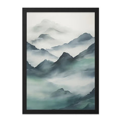 Misty Mountains Wall Art, Landscape Painting Print, Serene Mountain Range, Modern Home Decor, Nature Inspired Artwork - Tawshia