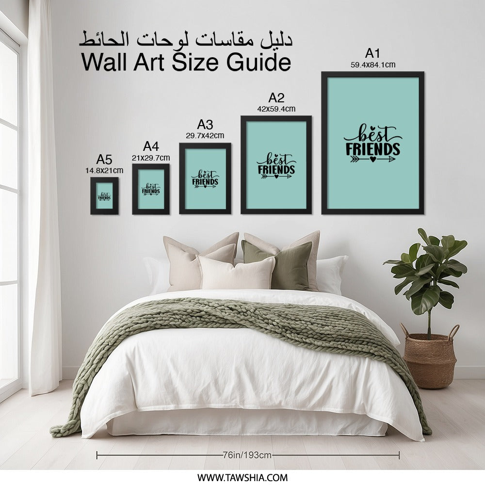 Best Friends Wall Art, Friendship Quote Print, Gift for Bestie, Modern Home Decor, Minimalist Art, Sister Gift, Room Decor - Tawshia