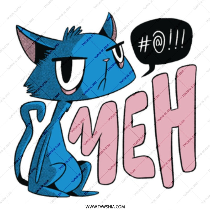 Blue Cat With Meh Hashtag Symbol Sticker product