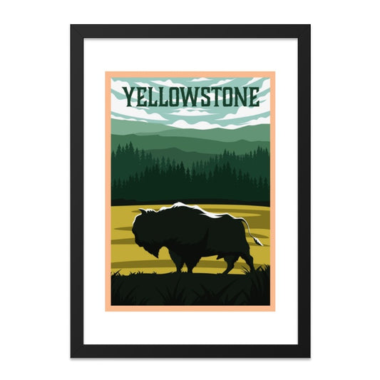 Yellowstone Wall Art, National Park Decor, Buffalo Illustration, Landscape Art Print, Travel Poster, Nature Wall Hanging, Home Decor - Tawshia
