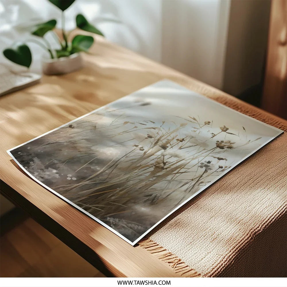 Neutral Grassland Photographic Prints, Beige Botanical Photo, Wall Art Decor, Nature Photography, Modern Home Decor, Farmhouse Print - Tawshia