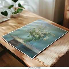 White Floral Still Life Photographic Print, Flower Bouquet Art, Home Decor Print, Fine Art Photography, Living Room Wall Art - Tawshia