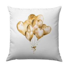 Golden Heart Balloons Pillow, Romantic Throw Pillow, Love Balloons Cushion, Decorative Pillow for Home Decor, Anniversary Gift - Tawshia