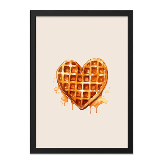 Heart Waffle Wall Art, Foodie Print, Breakfast Lover Gift, Kitchen Decor, Sweet Treat Art, Whimsical Home Decor - Tawshia