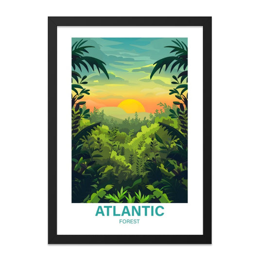 Atlantic Forest Wall Art, Tropical Jungle Print, Nature Landscape Decor, Sunset Scenery Poster, Greenery Artwork, Home Office Decor - Tawshia