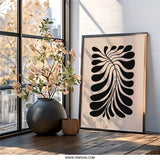 Abstract Leaf Wall Art, Minimalist Art Print, Modern Home Decor, Botanical Wall Decor, Black Beige Art, Living Room Art, Art Print - Tawshia