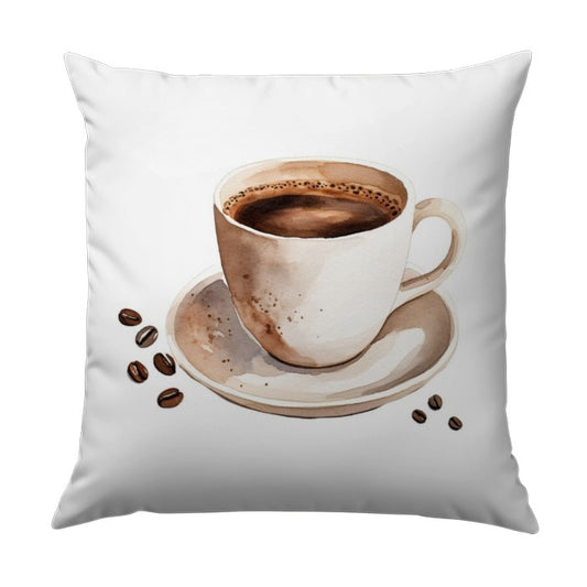 Coffee Cup Pillow, Watercolor Pillow, Coffee Beans Throw Pillow, Home Decor Cushion, Coffee Lover Gift, Cozy Pillow, Living Room Decor - Tawshia