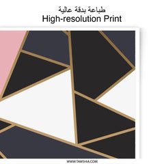 Geometric Art Photographic Print, Abstract Triangle Wall Art, Pink Navy Gold Decor, Modern Home Decor, Unique Gift Idea - Tawshia
