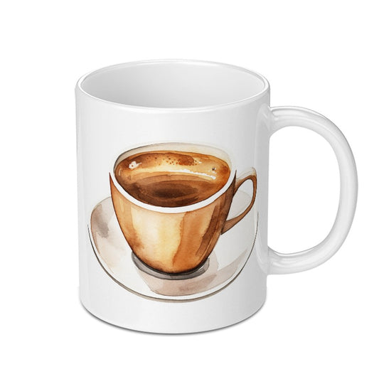 Coffee Lover Mug, Watercolor Coffee Cup Mug, Coffee Art Mug, Coffee Cup Art Mug, Hot Coffee Drink Mug, Espresso Cup Mug, Cafe Latte Mug - Tawshia