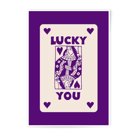 Lucky You Photographic Print, Queen of Hearts Card Art, Vintage Inspired Wall Decor, Playing Card Poster, Casino Decor, Unique Gift Idea - Tawshia