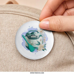 Instant Pot Pinback Button, Kitchen Appliance Badge, Chef Gift, Floral Pressure Cooker, Cooking Lover Button, Foodie Accessory - Tawshia