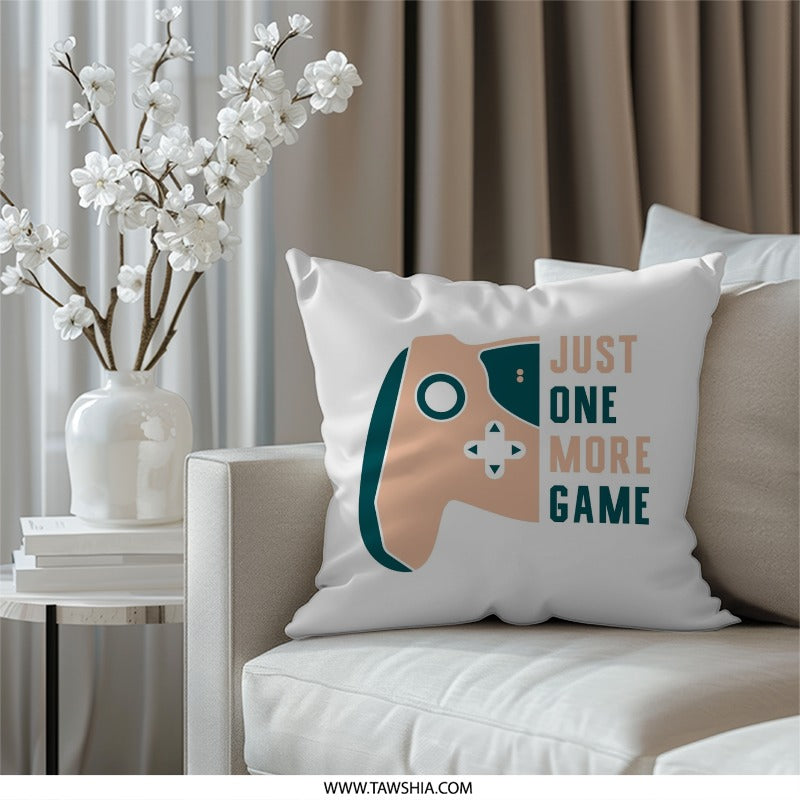 Just One More Game Pillow, Gamer Decor, Controller Design, Gaming Room Decor, Gift For Gamers, Trendy Pillows, Throw Pillow - Tawshia
