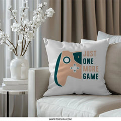 Just One More Game Pillow, Gamer Decor, Controller Design, Gaming Room Decor, Gift For Gamers, Trendy Pillows, Throw Pillow - Tawshia