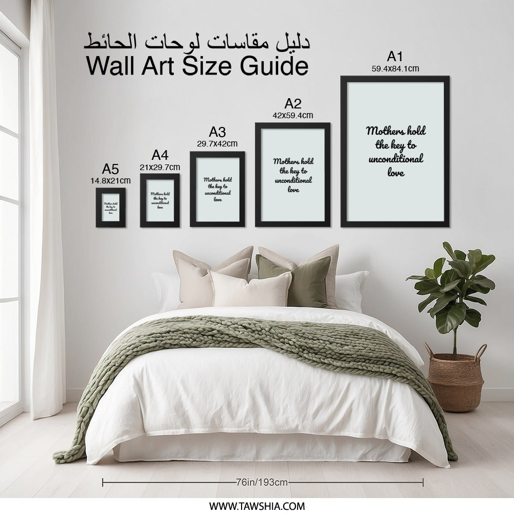 Mothers Key to Unconditional Love Wall Art, Inspirational Quote Print, Mom Gift, Home Decor, Family Love, Motivational Wall Decor - Tawshia