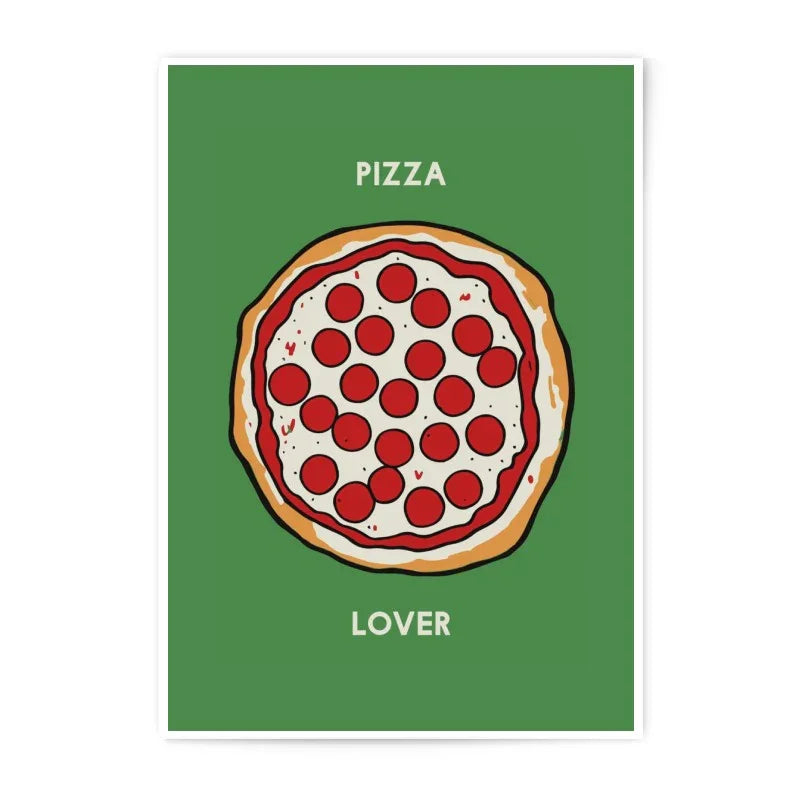 Pizza Lover Photographic Print, Food Art Print, Kitchen Decor, Funny Wall Art, Pizza Illustration, Minimalist Design, Home Decor - Tawshia
