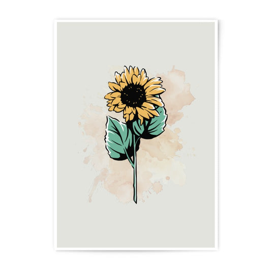 Sunflower Photographic Prints, Floral Art Print, Botanical Wall Decor, Flower Print, Trendy Home Decor, Watercolor Style - Tawshia