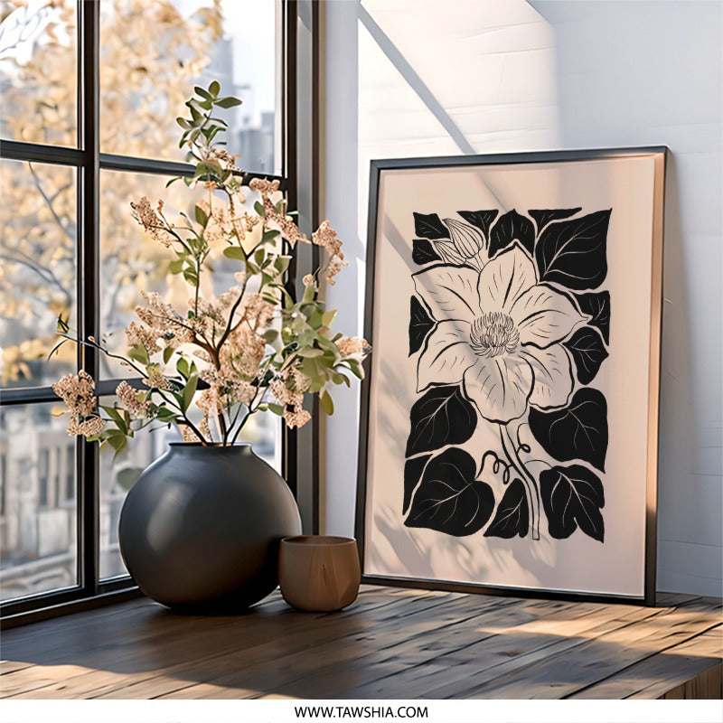 Elegant Flower Wall Art, Botanical Art Print, Floral Home Decor, Modern Wall Hanging, Trendy Art Print, Statement Wall Art - Tawshia