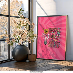 Break Your Limits Framed Wall Art, Sunflower Home Decor, Inspirational Quote Print, Motivational Wall Art, Positive Affirmation Artwork - Tawshia
