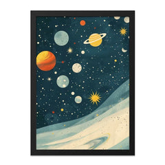 Retro Planets Wall Art, Outer Space Print, Cosmic Artwork, Celestial Home Decor, Galaxy Wall Hanging, Astronomy Gift Idea - Tawshia