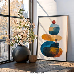 Abstract Shapes Wall Art, Modern Geometric Print, Minimalist Art Decor, Scandinavian Style, Living Room Art, Home Decor Wall Art - Tawshia