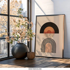 Abstract Shapes Wall Art, Modern Geometric Print, Minimalist Home Decor, Arch Circle Poster, Contemporary Art Print, Living Room Artwork - Tawshia