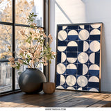 Geometric Wall Art, Navy Blue and White Circles, Modern Print, Abstract Home Decor, Minimalist Art, Unique Gift, Wall Decor (136 chars) - Tawshia