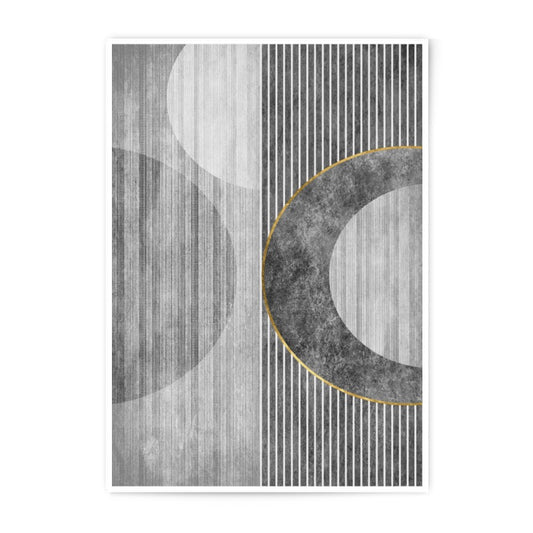 Modern Abstract Photographic Print, Geometric Art Print, Circle Line Art, Minimalist Wall Art, Grey and Gold Home Decor - Tawshia