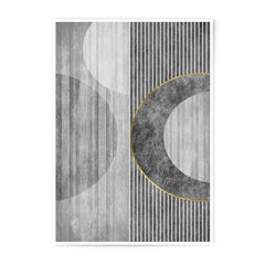 Modern Abstract Photographic Print, Geometric Art Print, Circle Line Art, Minimalist Wall Art, Grey and Gold Home Decor - Tawshia