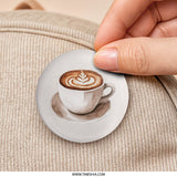 Latte Art Pinback Button, Coffee Lover Badge, Watercolor Drink Button, Caffeine Addict Gift, Cute Coffee Pin Button, Coffee Cup Pinback - Tawshia