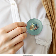 Floral Hat Pinback Button, Cute Hat Button, Colorful Flowers Button, Hat with Flowers Pin, Unique Button, Gift for Friend - Tawshia