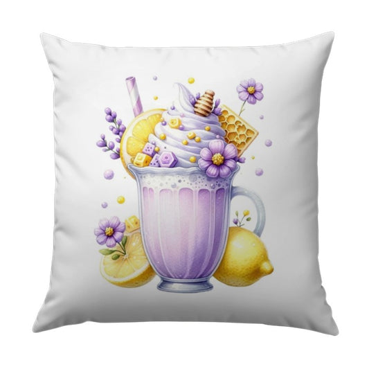 Lemon Lavender Drink Pillow, Summer Beverage Art Pillow, Home Decor Cushion, Decorative Throw Pillow, Lemonade Lover Gift, Purple Floral - Tawshia