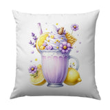 Lemon Lavender Drink Pillow, Summer Beverage Art Pillow, Home Decor Cushion, Decorative Throw Pillow, Lemonade Lover Gift, Purple Floral - Tawshia