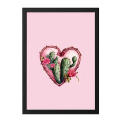 Cactus Heart Wall Art, Pink Floral Decor, Succulent Wall Decor, Valentine's Day Gift, Desert Plant Wall Art, Home Decor Wall Hanging - Tawshia