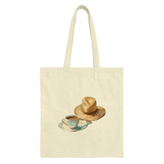 Straw Hat Tote Bag, Coffee Cup Design, Cute Tote, Artistic Tote, Book Bag, Everyday Tote, Unique Totes, Summer Tote, Gift For Her - Tawshia