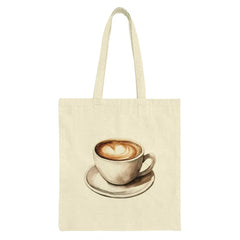 Coffee Cup Tote Bag, Latte Art Tote, Watercolor Design Bag, Coffee Lover Gift, Cute Aesthetic Bag, Everyday Bag, Stylish Tote - Tawshia