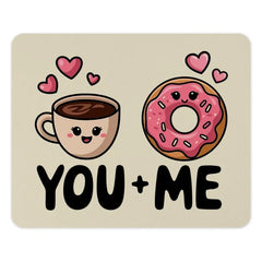 You Plus Me MousePad, Cute Coffee Donut Mouse Pad, Kawaii Office Decor, Gamer Desk Mat, Valentines Day Gift, Food Lover Mousepad - Tawshia