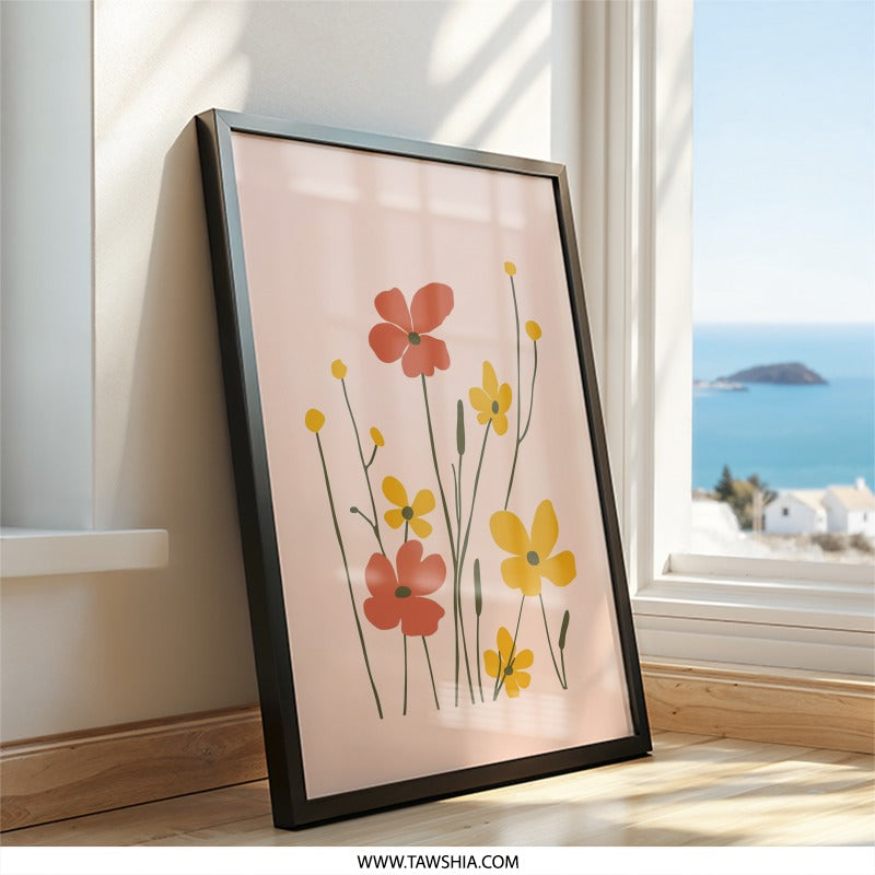 Abstract Floral Wall Art, Minimalist Flower Print, Botanical Art Decor, Modern Home Decor, Floral Poster - Tawshia