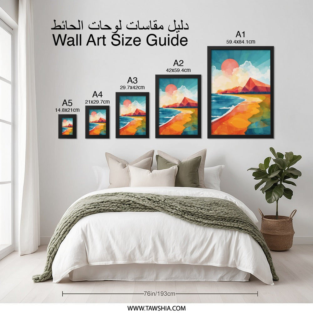Beach Landscape Wall Art, Coastal Scenery Print, Modern Home Decor, Abstract Seascape Painting, Sunset Ocean View, Nature Artwork - Tawshia