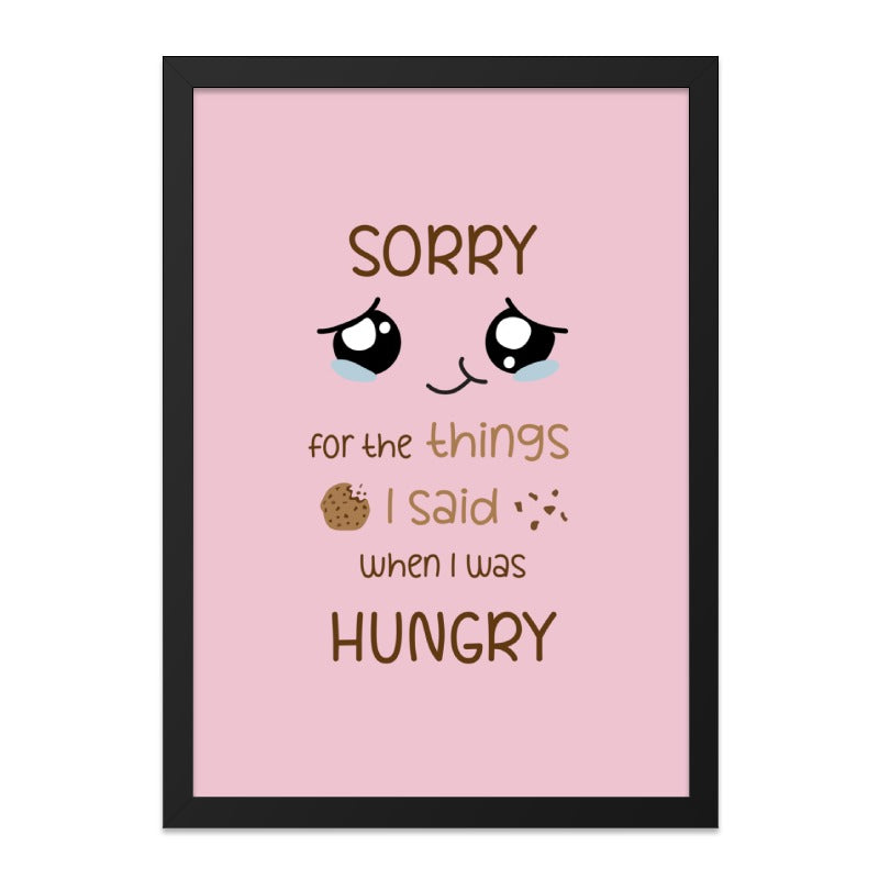 Funny Wall Art, Sorry When Hungry Print, Cute Kitchen Decor, Foodie Gift, Sarcastic Art, Kawaii Art, Hungry Apology, Home Decor, Print - Tawshia