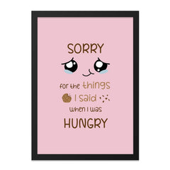 Funny Wall Art, Sorry When Hungry Print, Cute Kitchen Decor, Foodie Gift, Sarcastic Art, Kawaii Art, Hungry Apology, Home Decor, Print - Tawshia