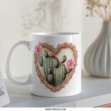 Cactus Mug, Heart Mug, Floral Mug, Desert Mug, Plant Lover Gift, Cute Mug, Watercolor Mug, Unique Coffee Mug, Tea Cup, Gift For Her - Tawshia