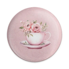 Pink Roses Teacup Pinback Button, Floral Button, Tea Party Favor, Flower Badge, Cute Accessory, Botanical Pin, Romantic Gift, Party Pin - Tawshia