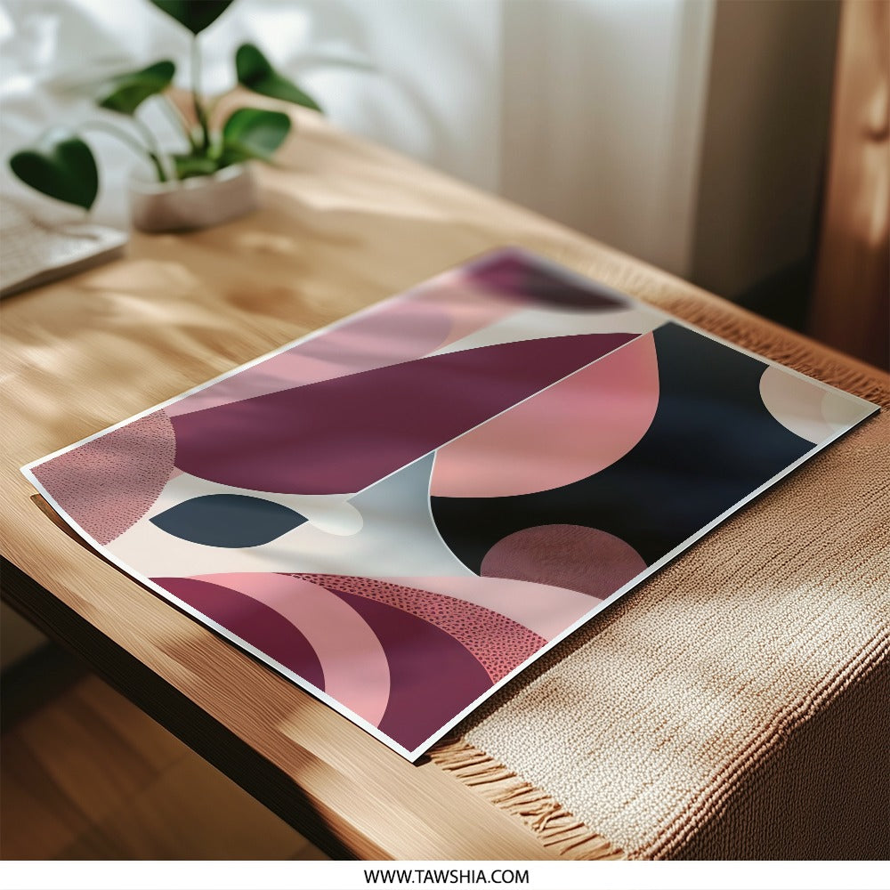Abstract Art Photographic Print, Modern Art Print, Geometric Shapes Art, Pink Wall Decor, Contemporary Home Decor, Wall Art - Tawshia
