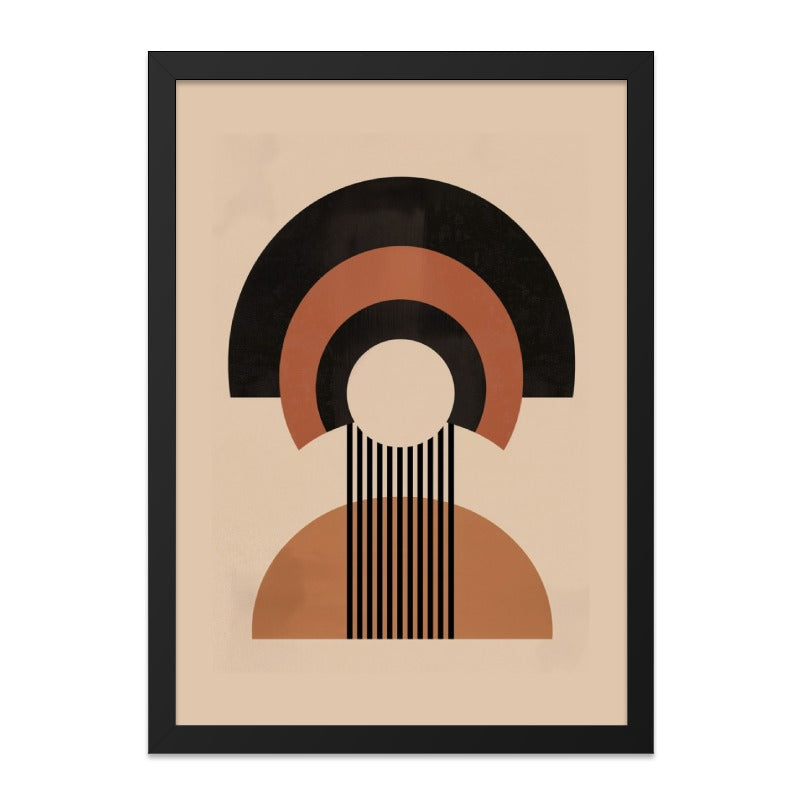 Geometric Wall Art, Abstract Art Print, Minimalist Design, Modern Home Decor, Arches and Lines, Beige Black and Brown, Wall Decor - Tawshia