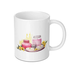 Spa Mug, Watercolor Candle Mug, Relaxation Mug, Self Care Gift, Floral Tea Cup, Wellness Mug, Gift for Her, Aromatherapy Mug - Tawshia