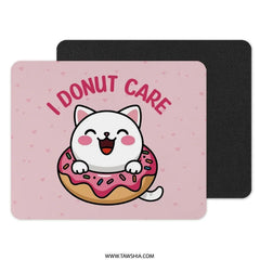 Donut Cat MousePad, Cute Kawaii Kitten, Funny Office Decor, Gamer Mouse Pad, Desk Accessories, Gift for Cat Lover, Pink Mousepad - Tawshia
