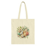 Easter Bunny Tote Bag, Floral Easter Eggs, Spring Flowers, Rabbit Tote, Easter Gift Idea, Holiday Tote Bag, Bunny Lover Gift - Tawshia