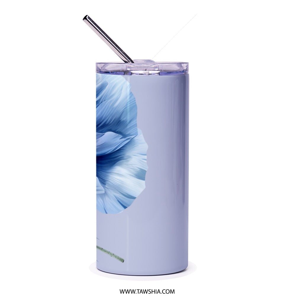 Blue Poppy Tumbler, Floral Tumbler, Flower Tumbler, Gift For Her, Trendy Tumbler, Beautiful Tumbler, Floral Design, Drinkware - Tawshia
