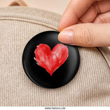 Red Watercolor Heart Pinback Button, Valentines Gift, Cute Love Button, Heart Badge, Heart Jewelry, Expressive Buttons, Trendy Pins - Tawshia