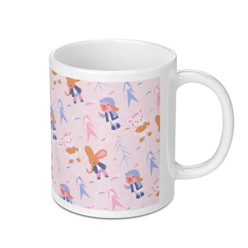Cute Animal Characters on Light Pink Background mug product